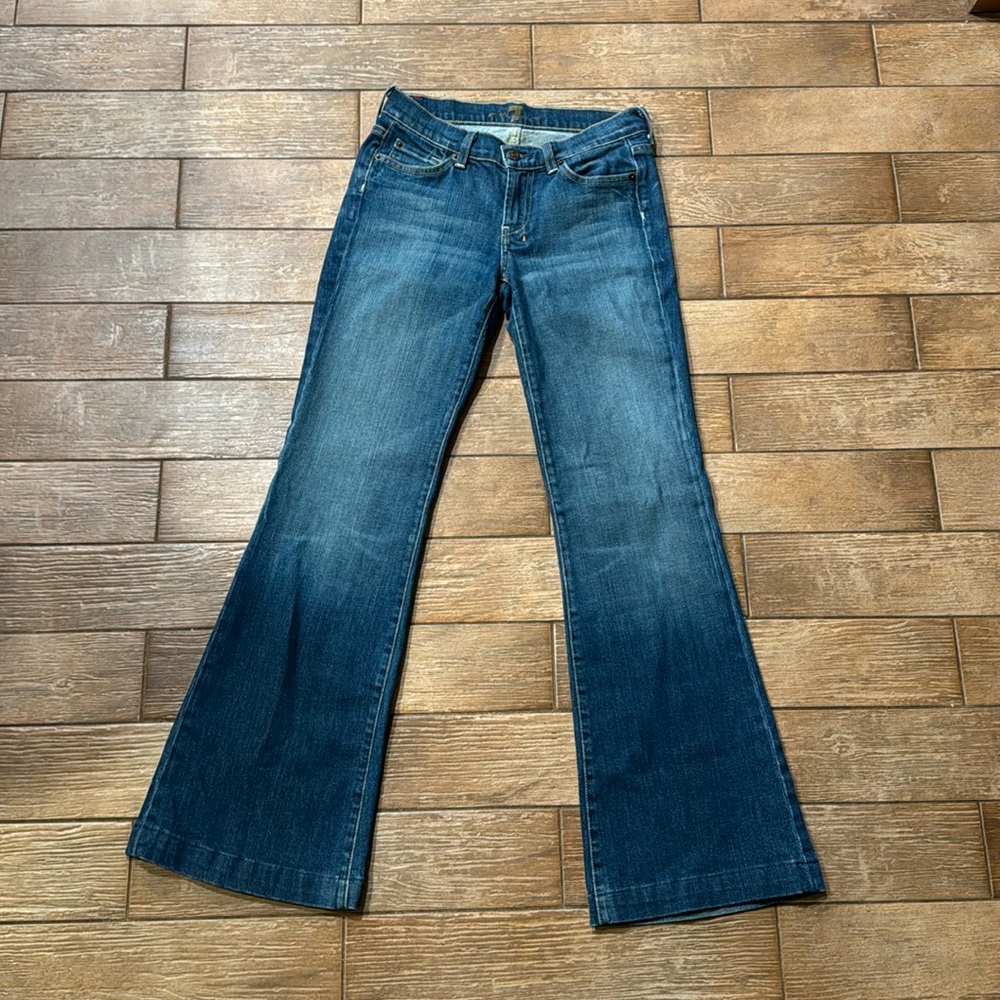 7 For All Mankind Women's Dark Blue Flare Jeans